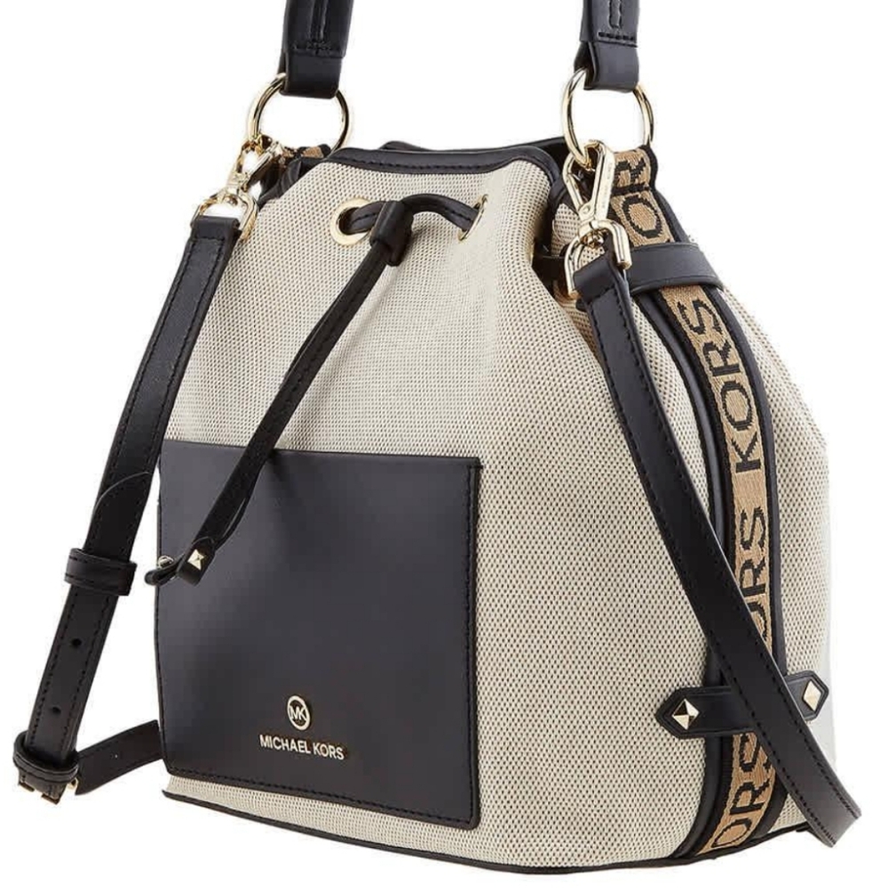 Michael Kors Maeve Medium Canvas Bucket Bag with Adjustable Shoulder Strap - Picture 2 of 10
